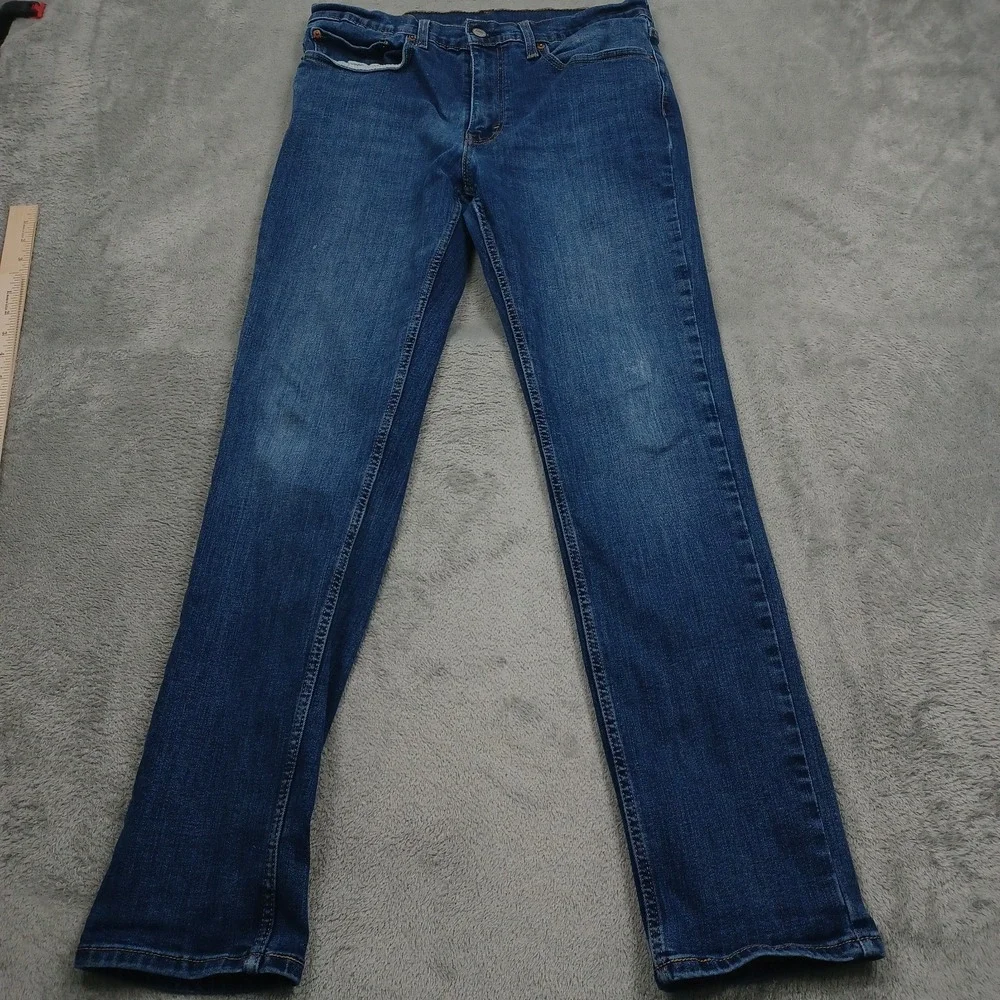 Levis 511 Jeans Mens 34x32 Blue Denim Slim Fit Distressed Pockets Cotton A2